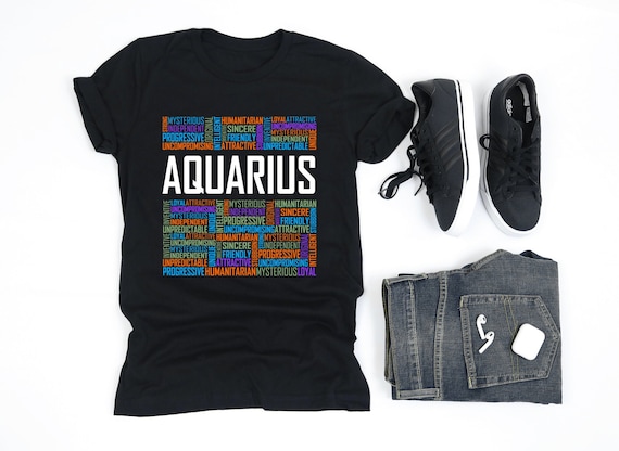 Aquarius Shirt, Aquarius Zodiac, Aquarius Words Traits & Characteristics Shirt, Gift, V-Neck, Tank Top, Sweatshirt, Hoodie