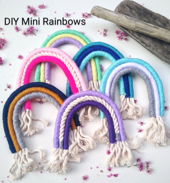Diy Mini Macrame Rainbow Kit Etsy