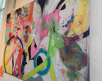 Abstraktes Expressionistisches Acrylgemälde: Menschliche Verbindung Thema, einzigartige Leinwandkunst