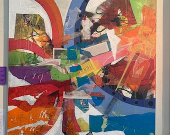 Abstrakte Collage: Strukturiertes Mixed Media Bild, einzigartiges Original
