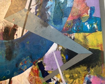 Abstrakte Mixed Media Art: Geometrische Collage