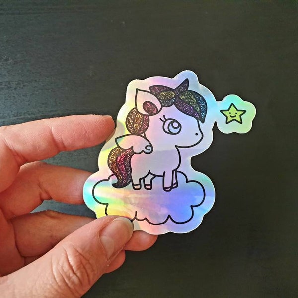 Rainbow Unicorn | Magic Animal | Set of 1 | Holographic Sticker