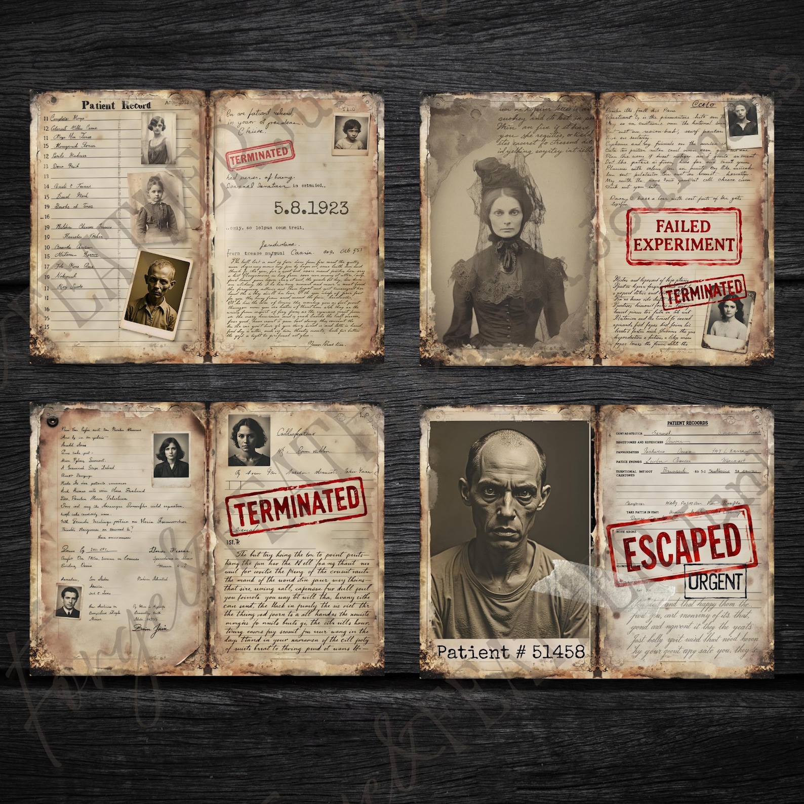 Asylum Junk Journal Pages Bundle - Creepy Lunatic Asylum - Foldable US ...