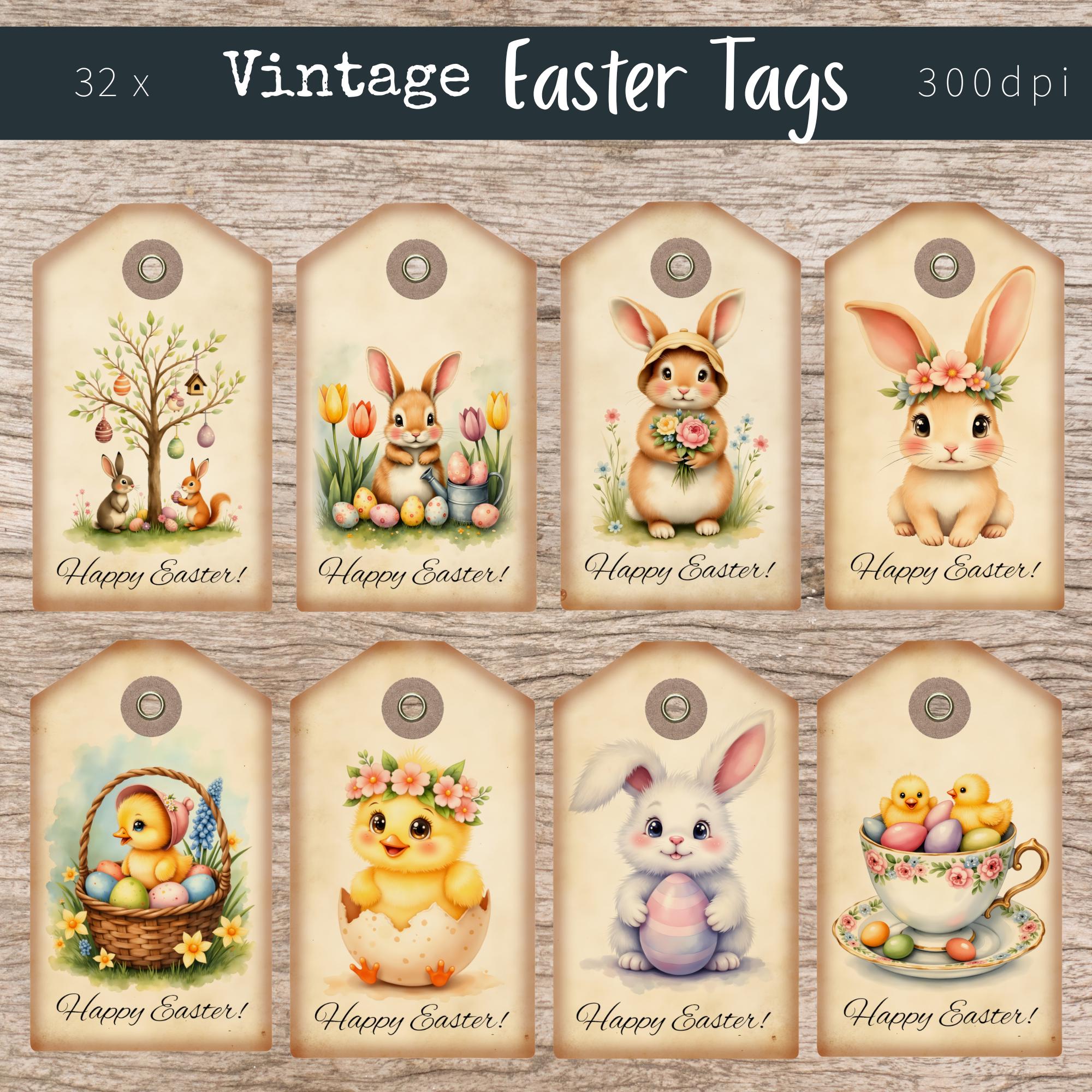 Vintage Easter Tags Printable for Junk Journals, Easter Ephemera Tags ...