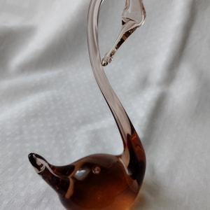 Glass Swan, Amber Glass Swan, Swan Shaped Figurine, Glass Figurine, figurine made of colored drawn glass