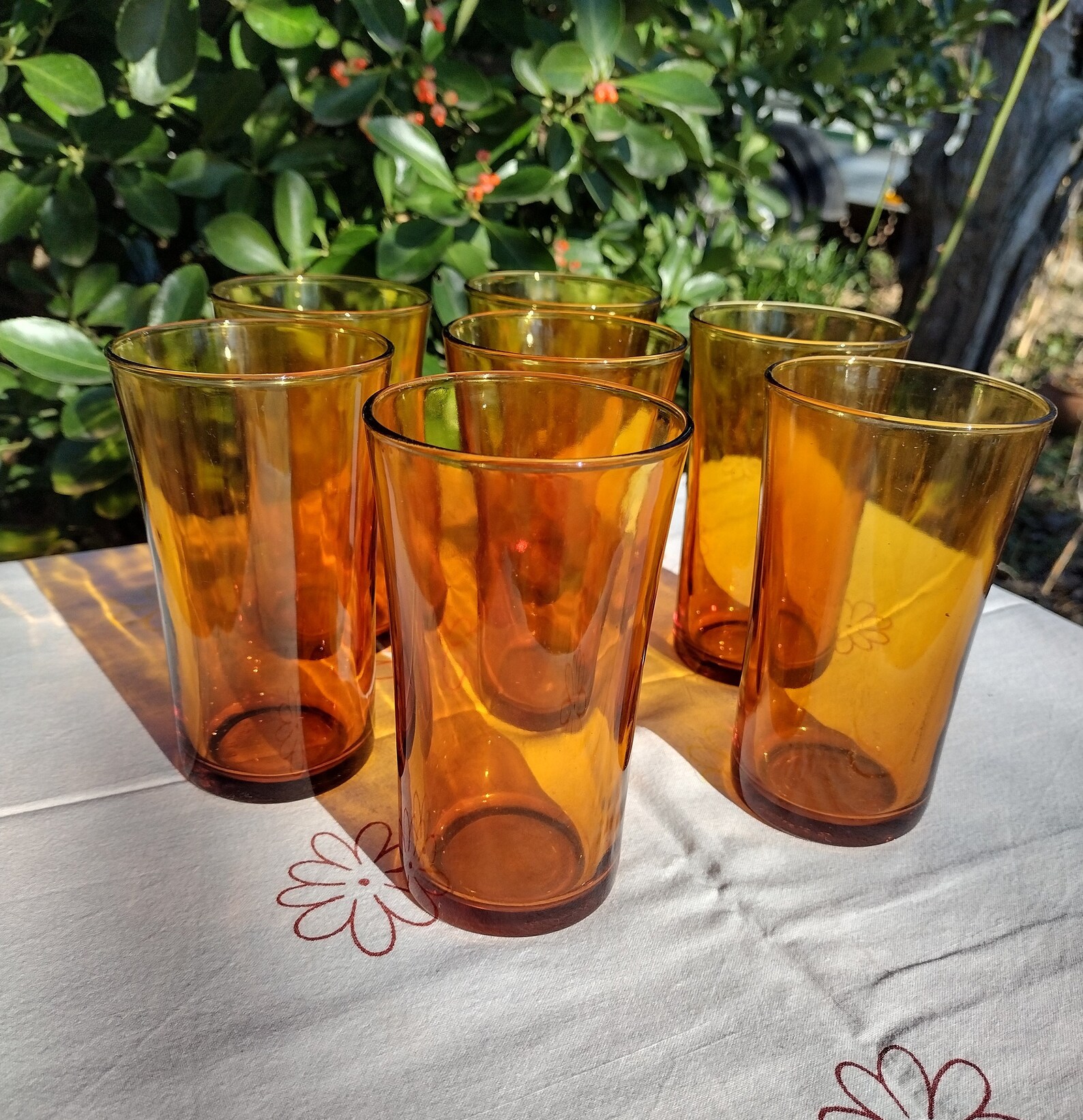 Set of 7 Vintage Amber Duralex Glasses From the 1970s Glasses Etsy
