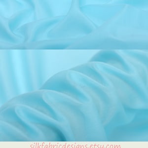 Solid Light Blue Silk Cotton Blend Fabric Apparel Sewing Fabric Width 53 inch 9 Momme