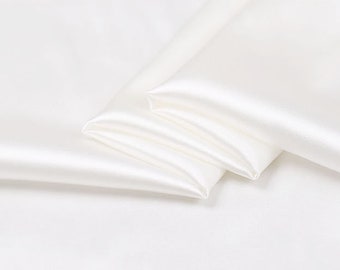 Solid White 100% Silk Charmeuse Fabric By The Yard or Metre