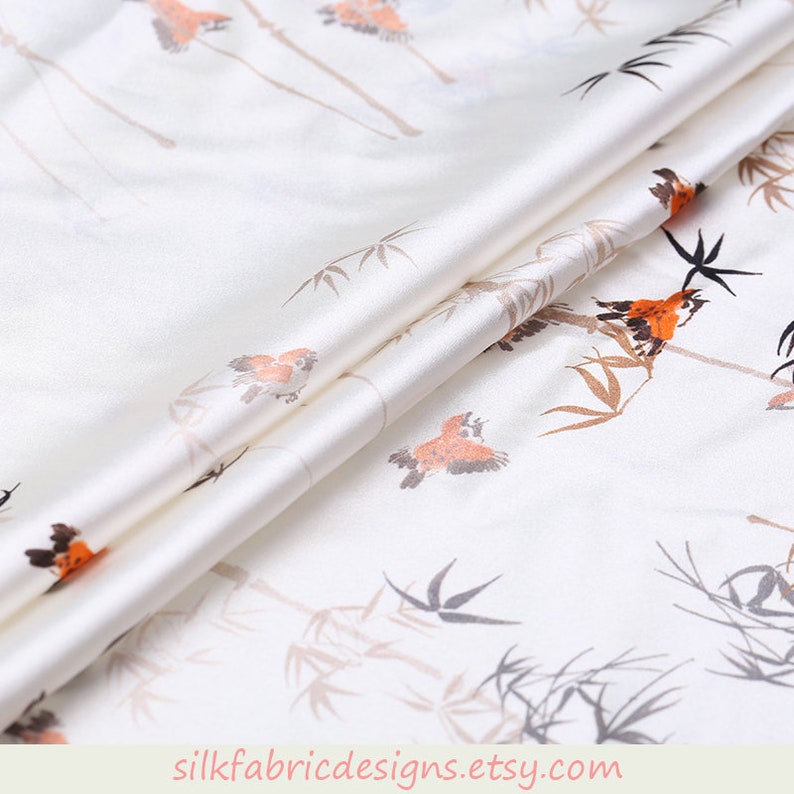 Digital printing Stretch Silk Satin Fabric Width 42 inch 19 mm By the Yard or Meter