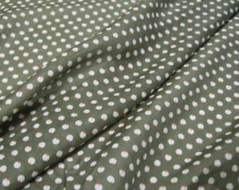Green Silk Cotton Blend Fabric With Polka Dot Print Fabric By The Yard