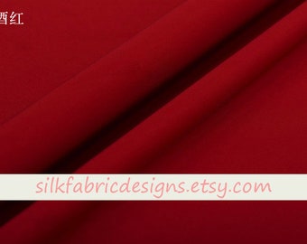 Solid Wine Red 100% Silk Crepe de Chine Fabric Width 140cm/55 inch 16 momme
