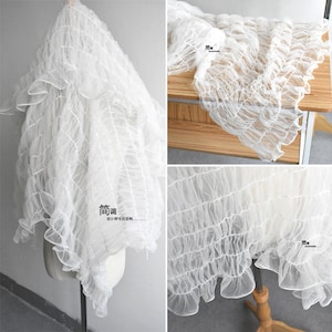 White Fold Mesh Lace Fabric Mesh Fabric By the Yard