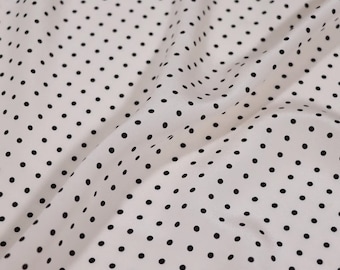 Polka Dots Print White 100% Silk Crepe de Chine Fabric By the Yard