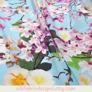 12 momme Blue Silk Crepe de Chine Fabric by the yard