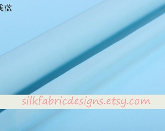 Solid Light Blue 100% Silk Crepe de Chine Fabric Width 140cm/55 inch 16 momme