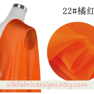 Solid Deep Orange 100% Pure Silk Chiffon Fabric Width 53 Inch 6 m/m