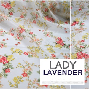 White Silk Cotton Blend Fabric With Small Floral Print Fabric By The Yard Width 55 inch