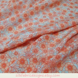 15 momme Floral Print Stretch Silk Crepe de Chine Fabric by the yard