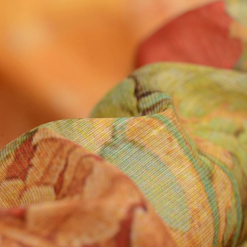 Floral Print Silk Linen Blend Fabric 140x75cm Etsy