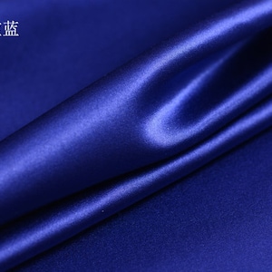 Dark Royal Blue Solid 100% Stretch Silk Satin Lining Fabric By the Yard 16m/m Solid Lining Cloth
