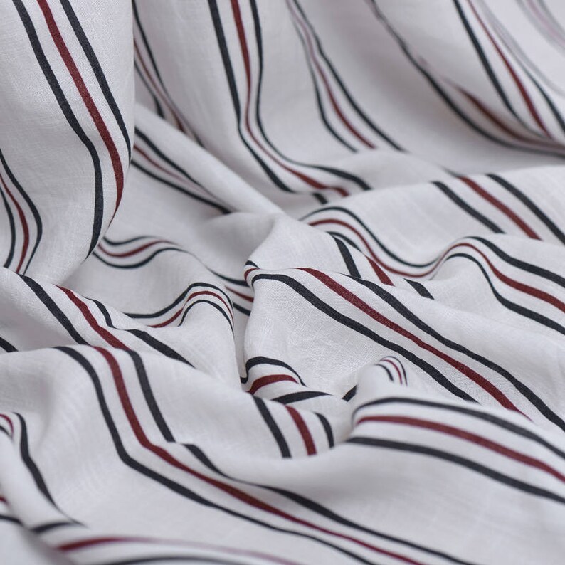 Pinstripe White Silk Linen Blend Fabric Width 59 Inch - Etsy