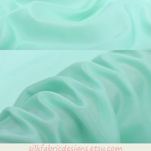 Solid Aqua Green Silk Cotton Blend Fabric Apparel Sewing Fabric Width 53 inch 9 Momme