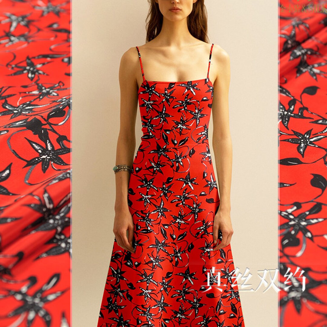 Chinese Red Silk 4-Ply Crepe Fabric main image 1