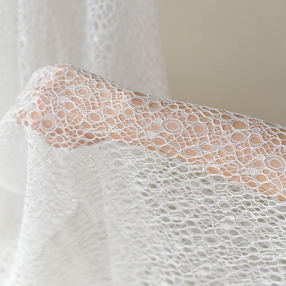 Beige and White Hollow Fabric Heavy Lace Mesh French Cord Lace