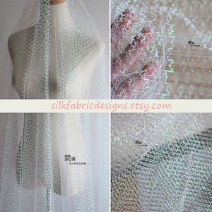 White Hollow Mesh Lace Fabric By the Yard Or Meter