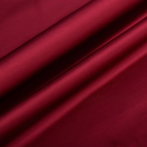 Solid Dark Red wine 100% Stretch Silk Satin Lining Fabric By the Yard 16m/m Solid Lining Cloth
