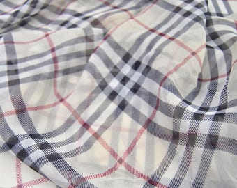 Grid Pattern Print Silk Georgette Apparel Fabric By The Yard
