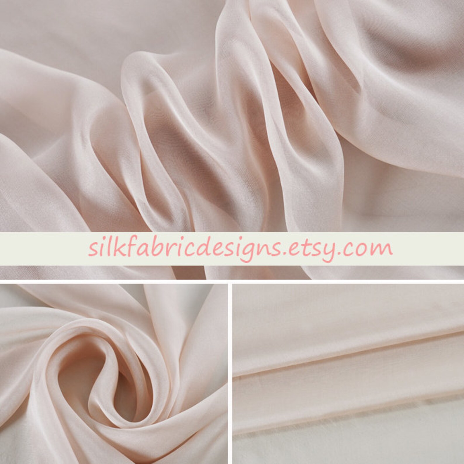 Solid Nude Color 100% Pure Silk Chiffon Fabric Width 53 Inch 6 - Etsy