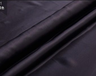 Black 100% Pure Silk Charmeuse Fabric Solid Lining Cloth by The Yard or Meter Width 114 cm (44") 16 Momme