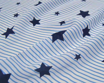 14 momme Blue Stripe Stars Silk Crepe de Chine-stof op maat gesneden