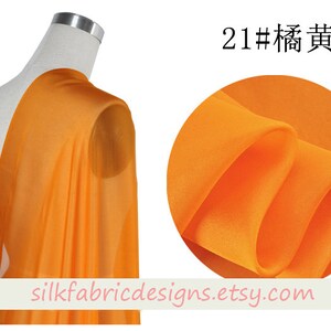 Solid Orange 100% Pure Silk Chiffon Fabric Width 53 Inch 6 m/m