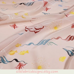 Pink Shell 100% Silk Crepe de Chine Fabric By the Yard