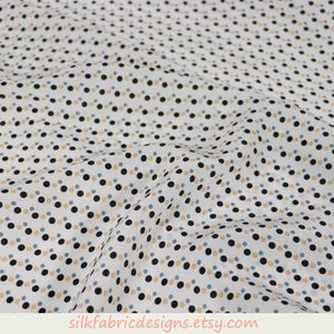 Polka Dots Print Weiß 100% Seide Crepe de Chine Stoff Schüttgut