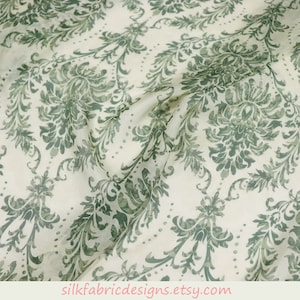 Floral Print White 100% Pure Silk Chiffon Fabric Width 54 Inch
