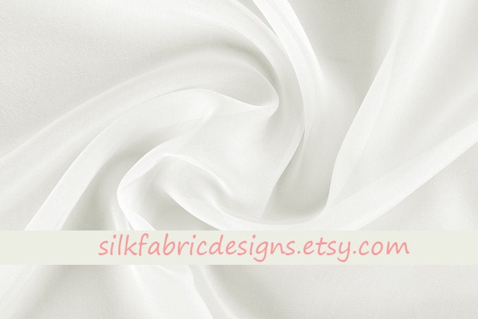 Solid White 100% Pure Silk Chiffon Fabric by the Yard or - Etsy