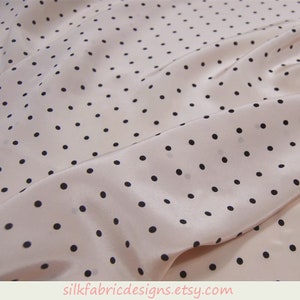 12 momme Black Polka Dots Print Silk Crepe de Chine Fabric by the yard