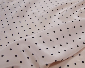 12 momme Black Polka Dots Print Silk Crepe de Chine Fabric by the yard