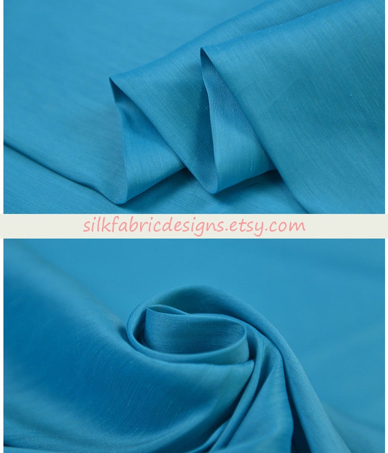 Solid Blue 100 Silk Linen Blend Fabric by the Yard Etsy