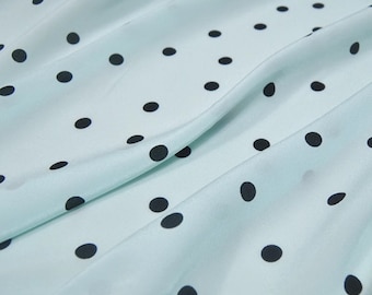12 momme Black Polka Dots Print Silk Crepe de Chine Fabric by the yard