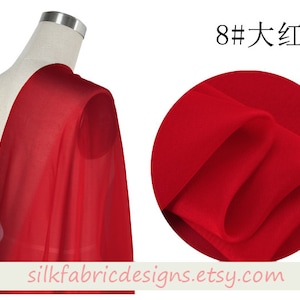 Rojo macizo 100% seda pura gasa anchura 53 pulgada 6 m/m