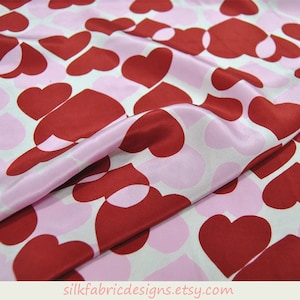 16 momme love Print Silk Crepe de Chine Fabric by the yard