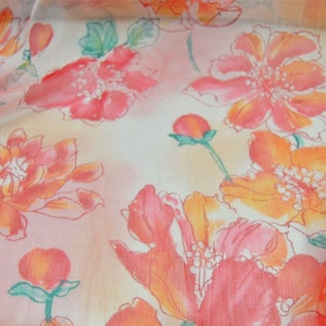 Pink Orange Floral Print 100% Silk Georgette Fabric Width 47 Inch 5 m/m