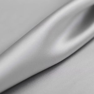 Solid Gray 100% Stretch Silk Satin Lining Fabric By the Yard 16m/m Solid Lining Cloth
