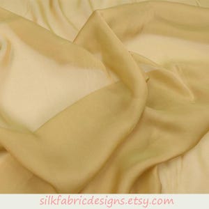 Solid Yellow 100% Pure Silk Chiffon Fabric By the Yard or Meters