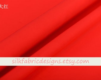 Solid Red 100% Silk Crepe de Chine Fabric Width 44 inch 16 momme