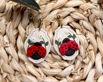 Cottagecore lady bug earrings